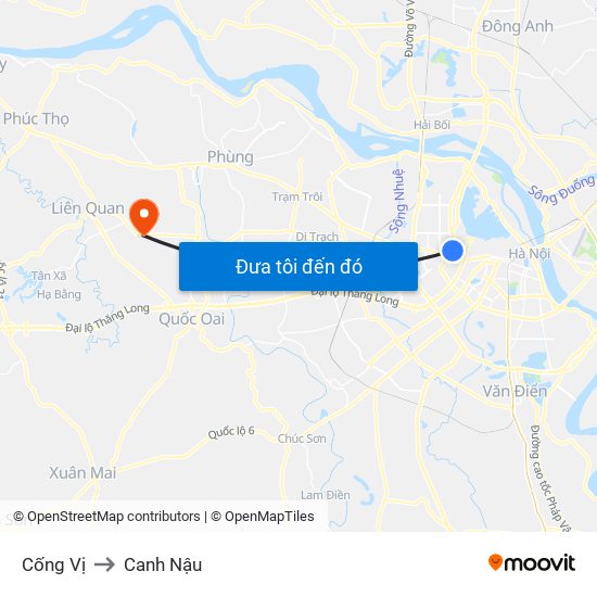 Cống Vị to Canh Nậu map