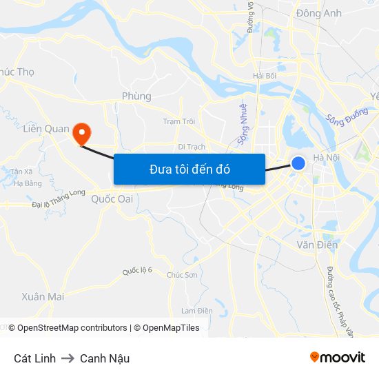 Cát Linh to Canh Nậu map