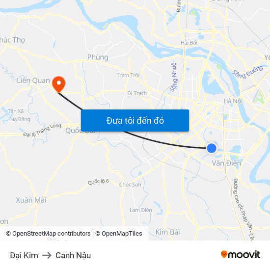 Đại Kim to Canh Nậu map