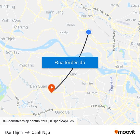 Đại Thịnh to Canh Nậu map