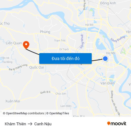 Khâm Thiên to Canh Nậu map