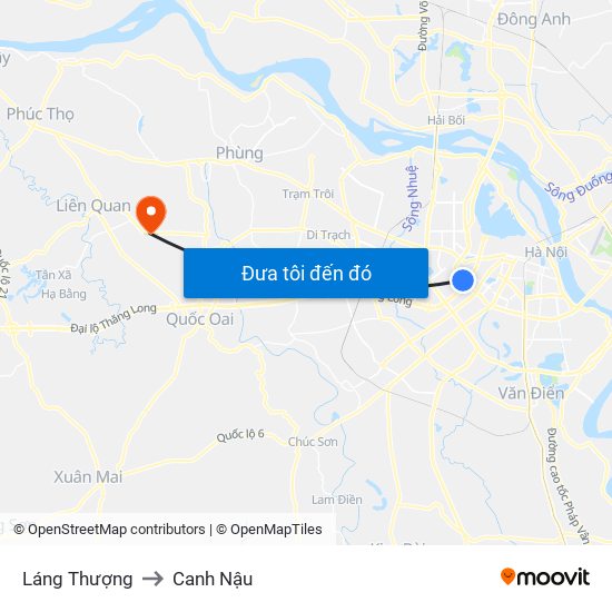 Láng Thượng to Canh Nậu map