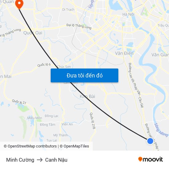 Minh Cường to Canh Nậu map