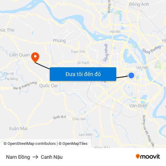 Nam Đồng to Canh Nậu map