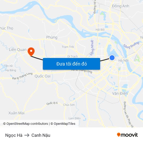 Ngọc Hà to Canh Nậu map