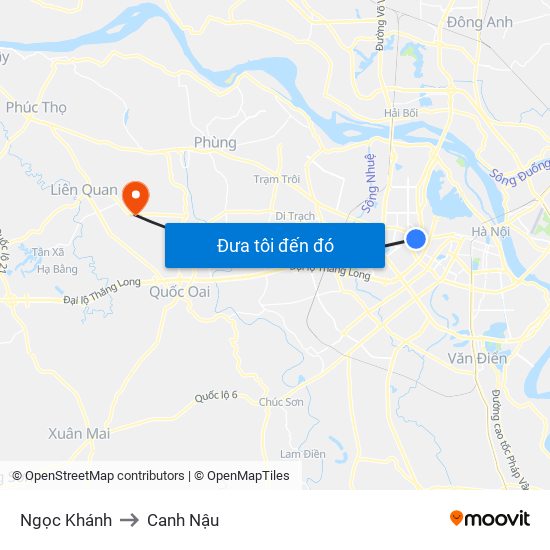 Ngọc Khánh to Canh Nậu map