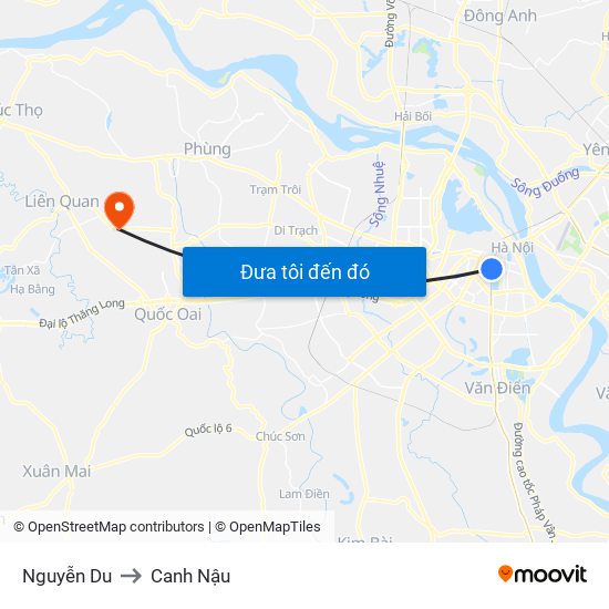 Nguyễn Du to Canh Nậu map