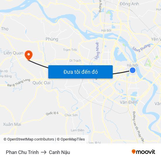 Phan Chu Trinh to Canh Nậu map