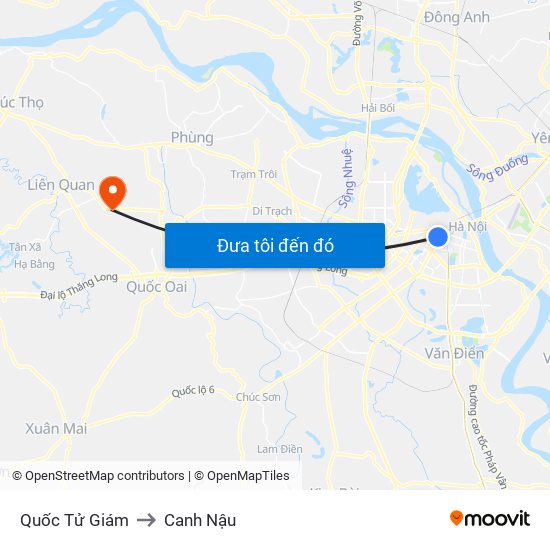 Quốc Tử Giám to Canh Nậu map