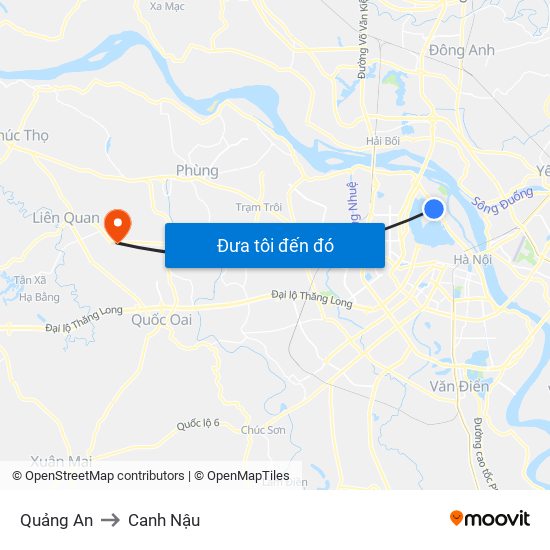 Quảng An to Canh Nậu map