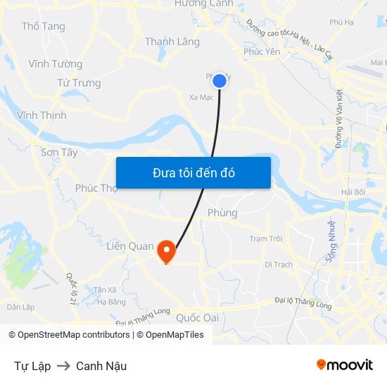 Tự Lập to Canh Nậu map