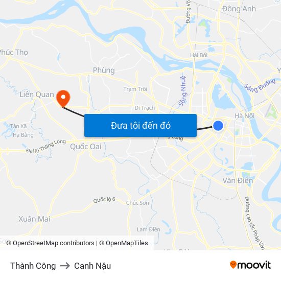 Thành Công to Canh Nậu map