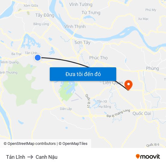 Tản Lĩnh to Canh Nậu map