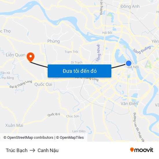 Trúc Bạch to Canh Nậu map