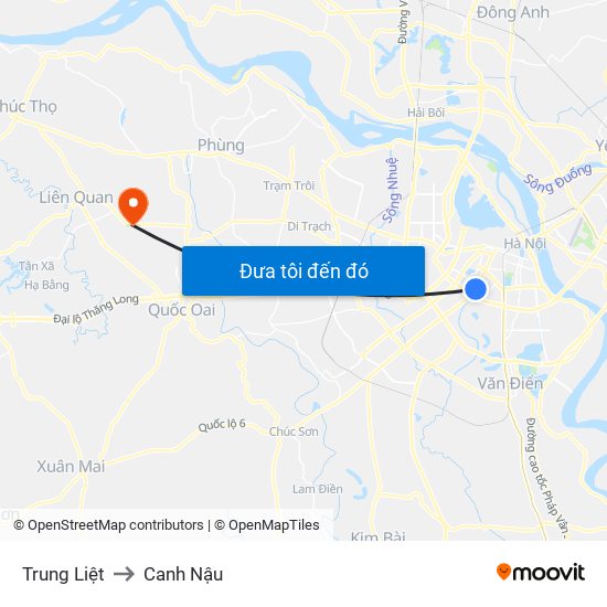 Trung Liệt to Canh Nậu map