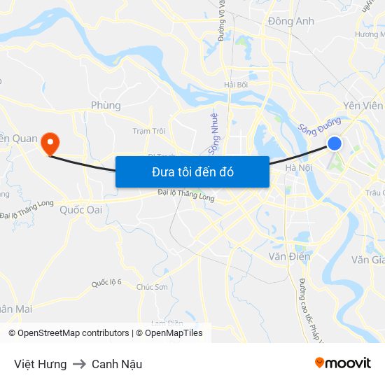 Việt Hưng to Canh Nậu map