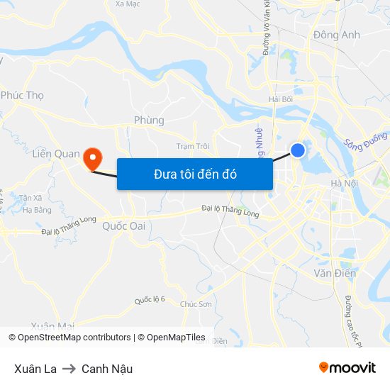 Xuân La to Canh Nậu map