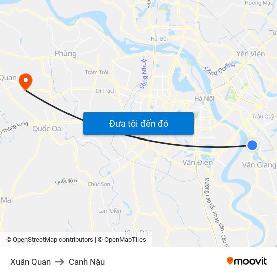 Xuân Quan to Canh Nậu map