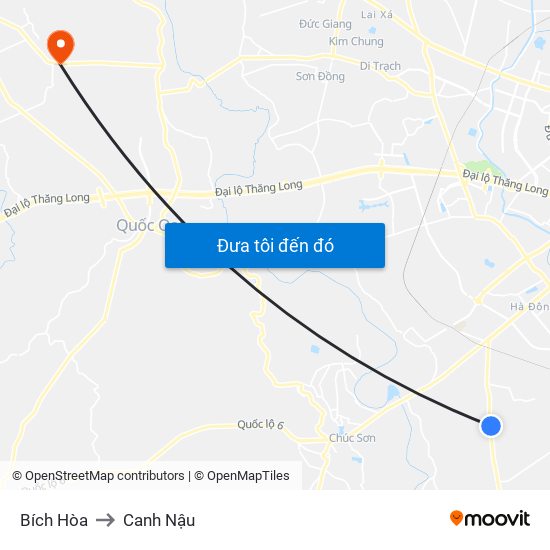 Bích Hòa to Canh Nậu map