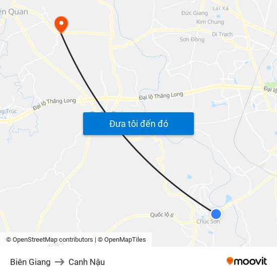 Biên Giang to Canh Nậu map