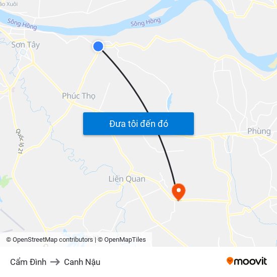 Cẩm Đình to Canh Nậu map