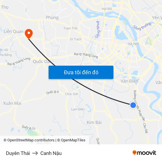 Duyên Thái to Canh Nậu map