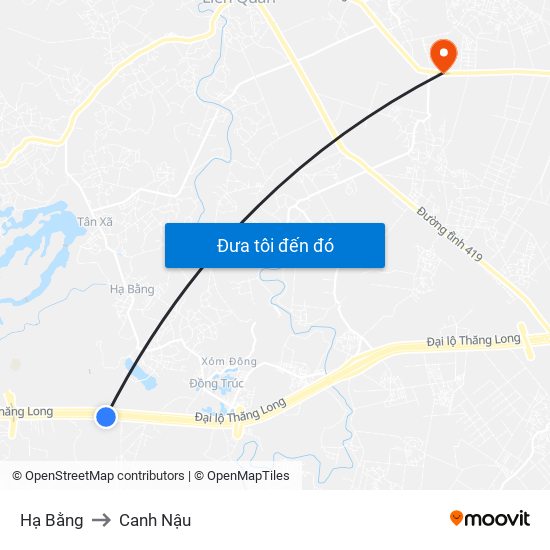 Hạ Bằng to Canh Nậu map