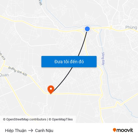 Hiệp Thuận to Canh Nậu map