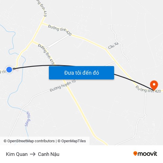 Kim Quan to Canh Nậu map