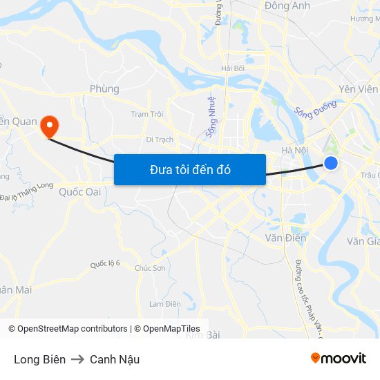 Long Biên to Canh Nậu map