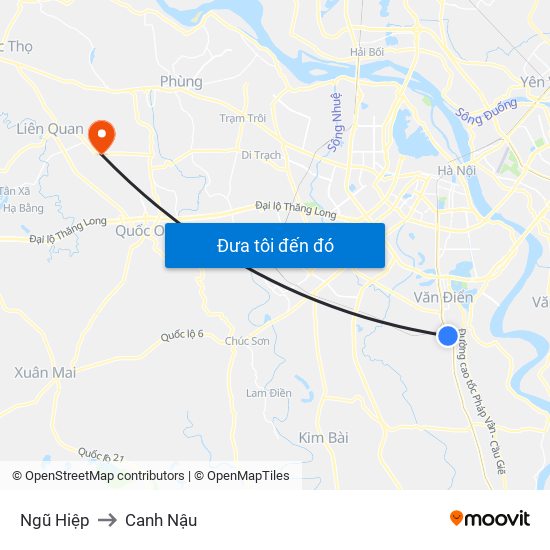 Ngũ Hiệp to Canh Nậu map