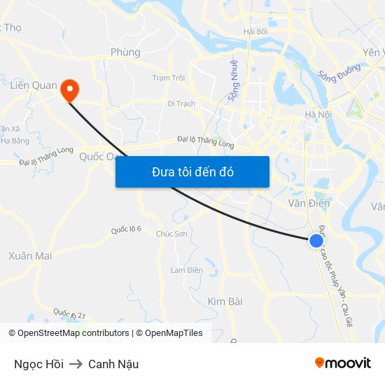 Ngọc Hồi to Canh Nậu map