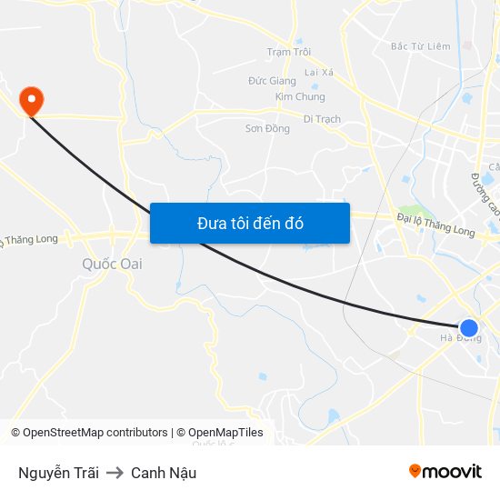 Nguyễn Trãi to Canh Nậu map
