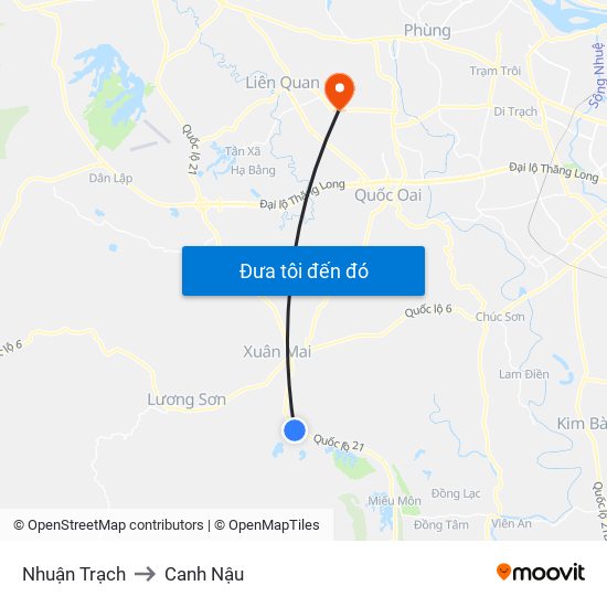 Nhuận Trạch to Canh Nậu map