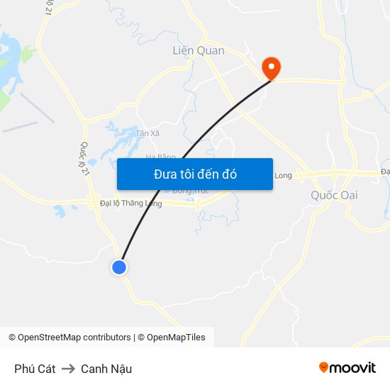 Phú Cát to Canh Nậu map