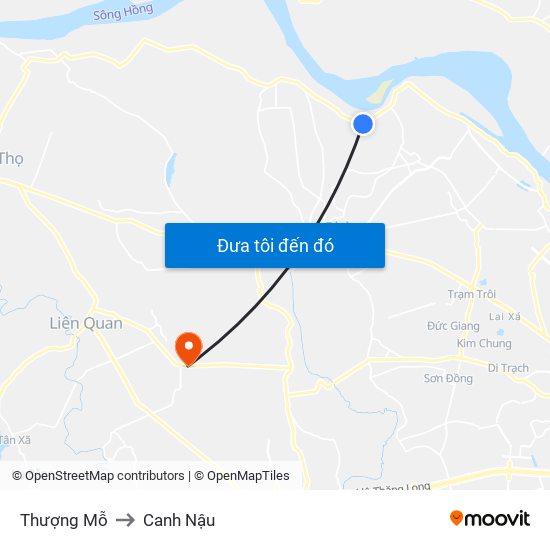 Thượng Mỗ to Canh Nậu map