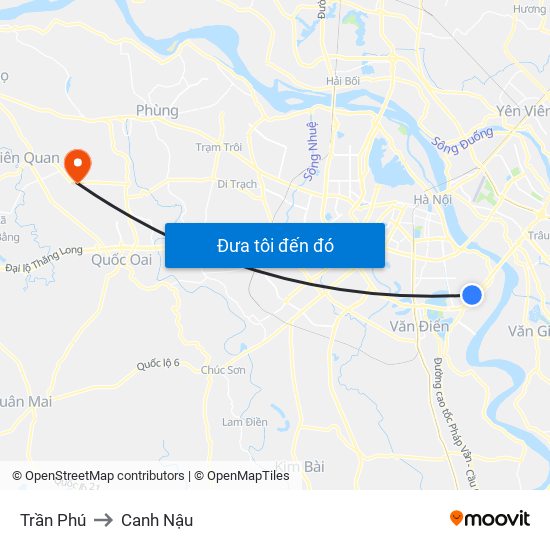 Trần Phú to Canh Nậu map