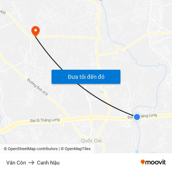 Vân Côn to Canh Nậu map