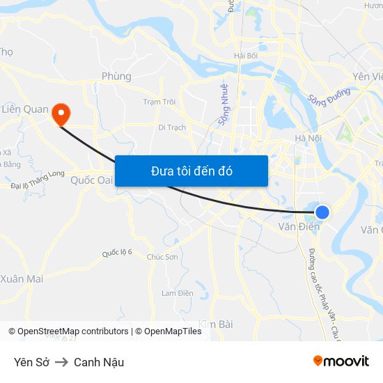 Yên Sở to Canh Nậu map