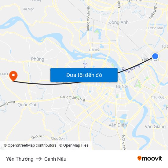 Yên Thường to Canh Nậu map