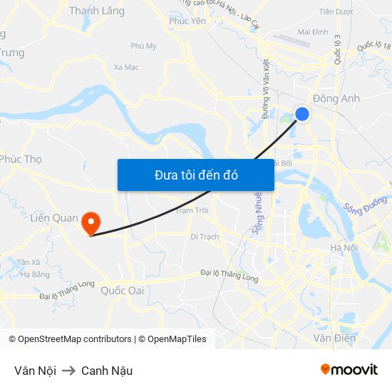 Vân Nội to Canh Nậu map
