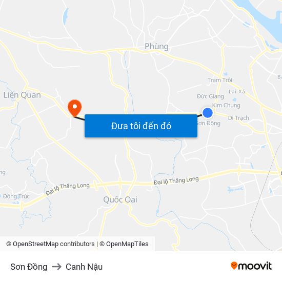 Sơn Đồng to Canh Nậu map