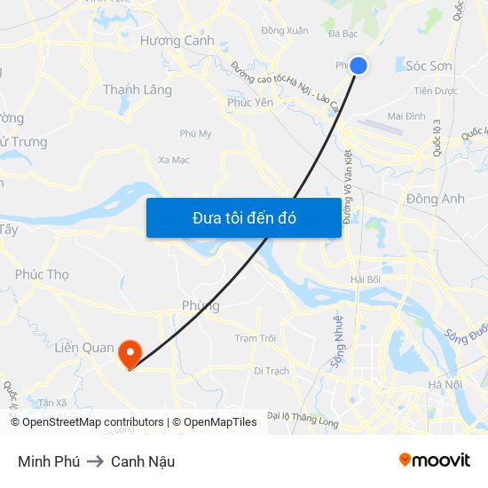 Minh Phú to Canh Nậu map