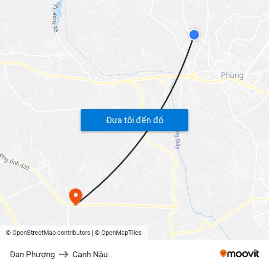 Đan Phượng to Canh Nậu map