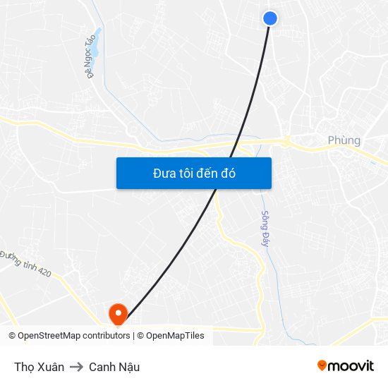 Thọ Xuân to Canh Nậu map