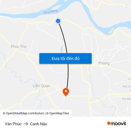 Vân Phúc to Canh Nậu map