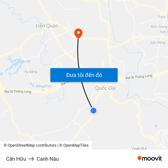 Cấn Hữu to Canh Nậu map