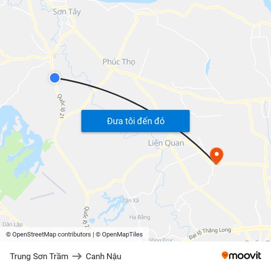 Trung Sơn Trầm to Canh Nậu map