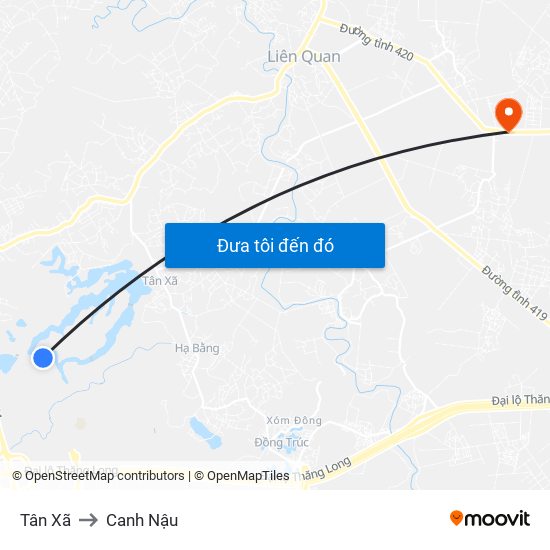 Tân Xã to Canh Nậu map