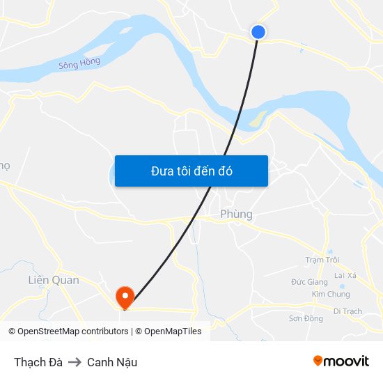 Thạch Đà to Canh Nậu map